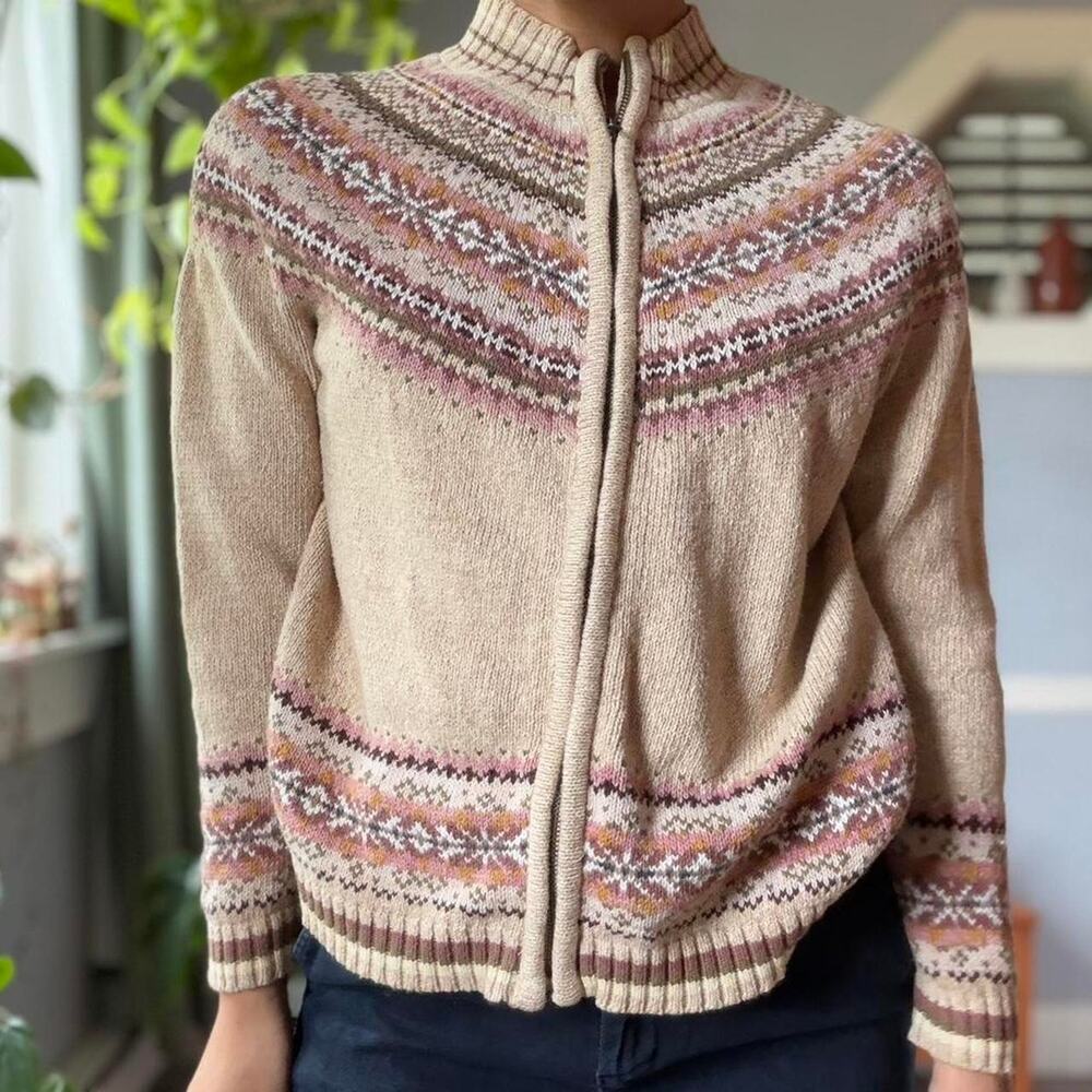Vintage fair isle zip cardigan